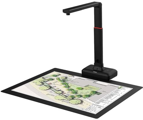 Overhead-skanner, A2/A3 storformatskameraskanner för böcker och dokument, teknik för automatisk plattning och borttagning av fingeravtryck, 23 MP högupplöst, 120+ språk OCR för Windows och Mac
