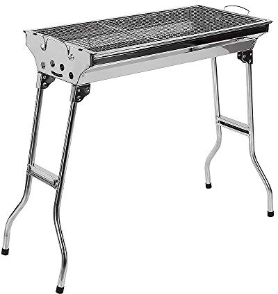 Barbecue à Charbon de Bois INOX Taille Grande BBQ Pliable Barbecue Grill à Charbon Four de Charbon Portable Robuste | Barbecue de Jardin, 5-10 Personnes(73 * 33.5 * 70cm)