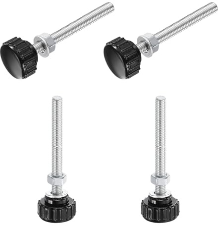 QUARKZMAN 4 Stück Rändelschraube mit Gewinde M5 x 50mm Rundkopfschraube mit Muttern Unterlegscheiben, Flügelschrauben Verzinkter Kohlenstoffstahl Klemmhebel 18mm Klemmknöpfe für Maschine