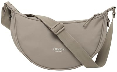 LARKSON Borsa a Tracolla Donna Grigio - Solveig Small - Borsetta Mezzaluna - Borse a Spalla Piccola Elegante e Casual - Regolabile Marsupio alla Moda - Impermeabile