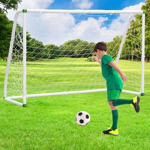 Vkechh Fußballtor - 2er Set,PVC Fußballtore 245x155 cm,Fußballtor mit Netz für Strand, Park, Trainingstore, Spielplatz, Hinterhof, Garten