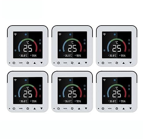 Thermostat Connecté, Thermostat Tuya, contrôleur Infrarouge d'humidité de la température du climatiseur, écran Tactile LCD d'alimentation USB,pour la Maison(6 Pcs-01)