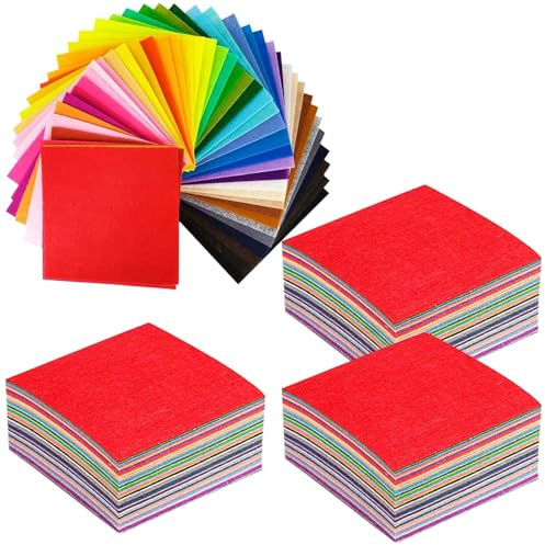 60 PCS Polyester Fabric Craft Sets Assorted Colour Felt Cloth Fabric Samples Pastel Sheets Small Squares 10cm Patchwork Felt Material Paper for Sewing Crafting Childern Kids