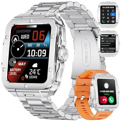 LIGE Smartwatch Uomo 1.95 AMOLED Orologio Smartwatch con Chiamate Bluetooth Cardiofrequenzimetro Monitor del SpO2/Sonno 100 Modalità Sportive Fitness Tracker Smart Watch