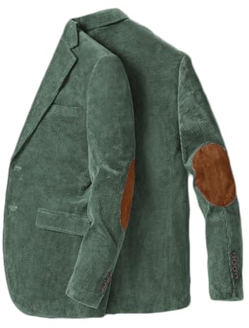 Chamarra de parche de codo de Stillluxury para hombre, de un solo pecho, de pana, casual, deportiva, con solapa de muesca, para boda, esmoquin, 3XL