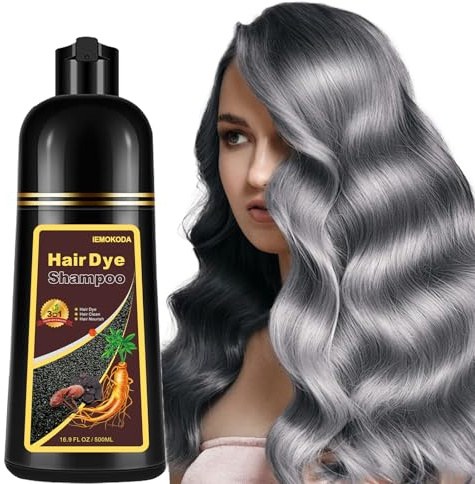Fvquhvo Silver Gray Hair Dye Shampoo, Hair Color Shampoo for Women Men, Long Lasting Silver Grey Hair Dye, Champu Para Canas, Colors in Minutes, Easy to Use, 16.90 Fl Oz