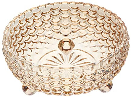 Alipis Fish Scale Glass Bowl Creative Three-Legged Salad Serving Bowl for Fruits in Amber