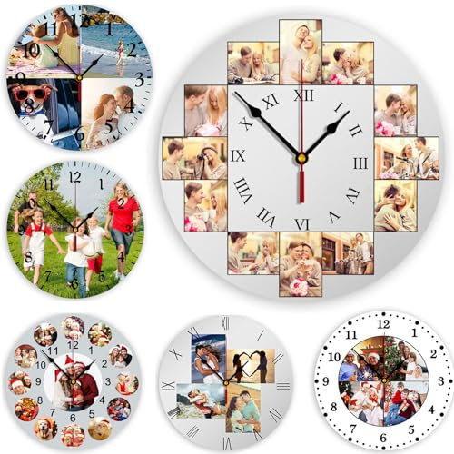 Orologio da Parete Personalizzabile,Orologio da Parete con Foto,Orologio Rotondo in PVC Silenzioso con Foto,Regalo per San Valentino,Festa della Mamma,Soggiorno,Camera da Letto,Arredamento per la Casa