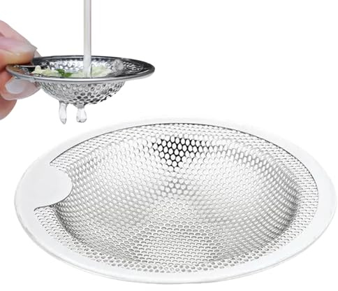 Passoire D'évier De Cuisine - Organisateur De Drainage pour Vaisselle - Grille en Acier Inoxydable avec Poignée pour Égouttage De Légumes Cheveux Salle De Bain Protection Maison Fruits