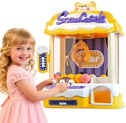 Claw Machine for Kids, Large Grabber Machine Fun Toy, Mini Vending Machine Arcade Games with Adjustable Sound and Mini Toy, Christmas Birthday Gift for Girls Boys 4-8 5 6 7 Years Old, Claw Machine