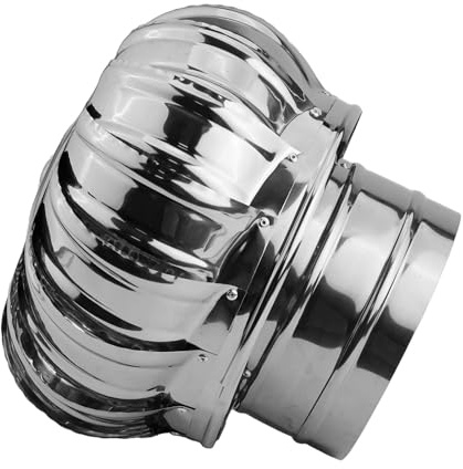 Cubierta de chimenea de acero inoxidable, tapa de viento giratoria, cubierta de ventilación, para tubos de humo, sistema de extracción de aire, con diseño anti corriente descendente (Ø150 mm)