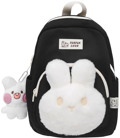 Générique Sac à dos de dessin animé mignon lapin, sac à dos de maternelle Transport Chat Voiture Pièces Et Accessoires Pour Petit Électroménager (Black, 23 * 10 * 30)