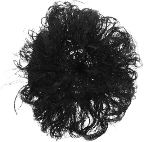 Amosfun Postizo para Mujer Ondulado Natural Negro, Peluquín Esponjoso con Flequillo para Aumento de Volumen, Tapa Calvicie y Cubre Canas Transpirable para Uso Diario y Fiestas