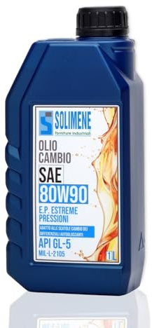 Solimene Olio Cambio SAE 80W90 API GL-5 1 Litro, Lubrificante EP Estreme Pressioni per Differenziali Autobloccanti e Ingranaggi Ipoidi. MIL-L-2105. Prodotto Italiano