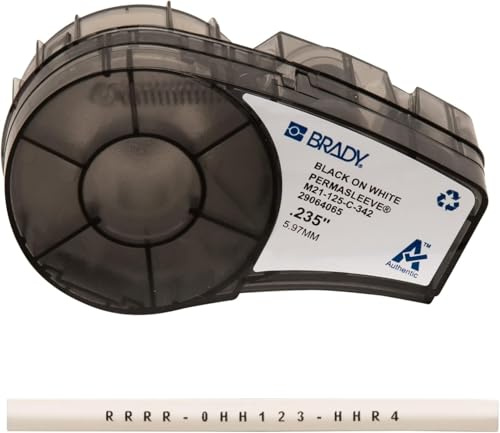 Brady (M21-125-C-342) PermaSleeve Schrumpfschläuche aus Polyolefin für BMP21-PLUS; BMP21 6.00 mm x 2.10 m Schwarz auf Weiß