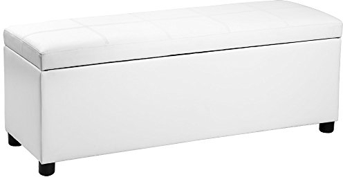 Corium Ottomane 119 x 38 x 45 cm Weiss Sitztruhe Polsterbank Sitzhocker Betthocker Truhe Bank