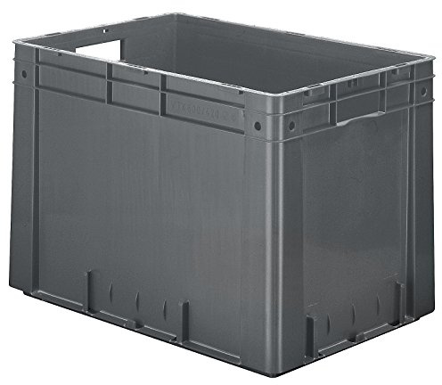 Contenitori Euro per carichi pesanti, in polipropilene, capacità 80 l, lungh. x largh. x alt. 600 x 400 x 420 mm, pareti chiuse, fondo chiuso, grigio, conf. da 2 pz..