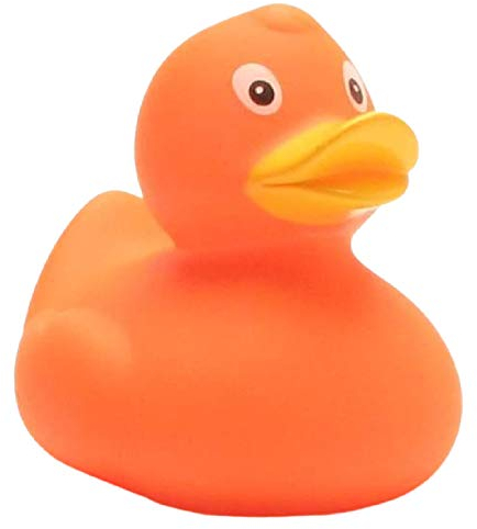 Duckshop Olga Orange - Paperella da bagno con scritta in lingua inglese I cigoli, lunghezza: 8 cm