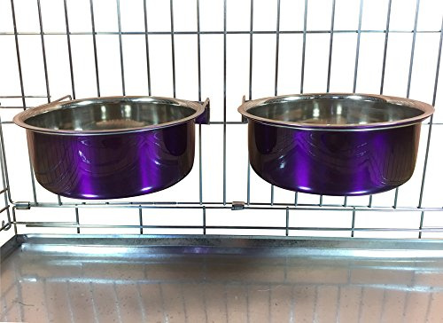 Ellie-Bo par hundskålar för burar/burar eller pennor, 2.0Ltr Large, Lila