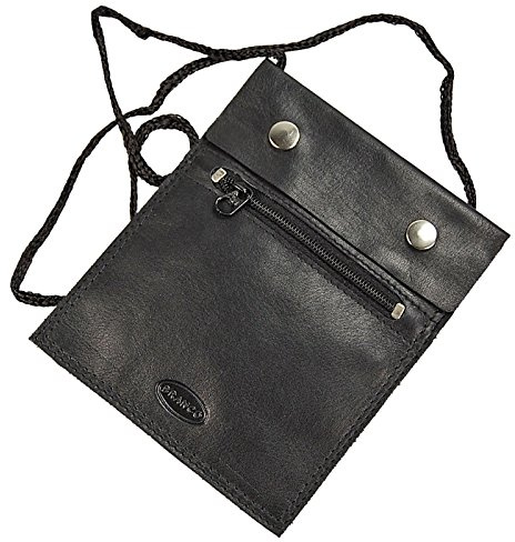 GoBago Branco Pochette tour de poitrine très plate en cuir, portefeuille sécurité sac bandoulière, disponible en plusieurs couleurs multicolore schwarz m