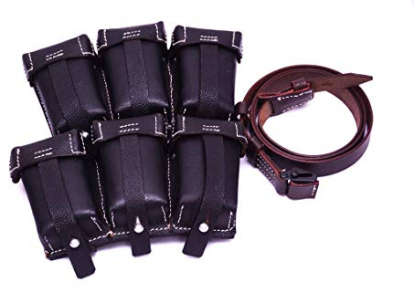 Warcraft EXPORTS WWII German K98 Leather Ammo Pouches (Reproduction) Black