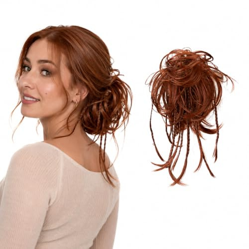 CAISHA XXL Hårstycke Hårelastiskt Updos Brudfrisyrer Voluminöst Vågigt Bulle Kopparbrun G14D