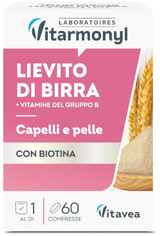Lievito di Birra - Per Capelli e Pelle - Con Biotina - Con Vitamina B12, B2, B3, B6, B9, B1 - 60 Compresse - Vitarmonyl