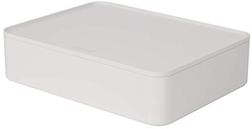 HAN Schubladenbox Allison SMART-ORGANIZER Utensilienbox mit Innenschale und Deckel/Serviertablett, stapelbar, für Büro, Schreibtisch, Badezimmer, Küche, möbelschonende Gummifüße, 1110-12, weiß