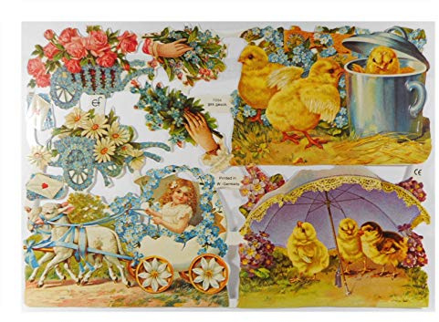 Glanzbilder EF 7094 Blume Schaf Kutsche Küken Ostern Posiebilder Deko GWI 717