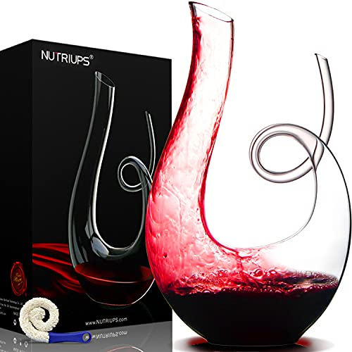 NUTRIUPS Decantador de Vino Sin Plomo Soplado a Mano - Jarra y Aireador para Vino - Accesorios Decanter