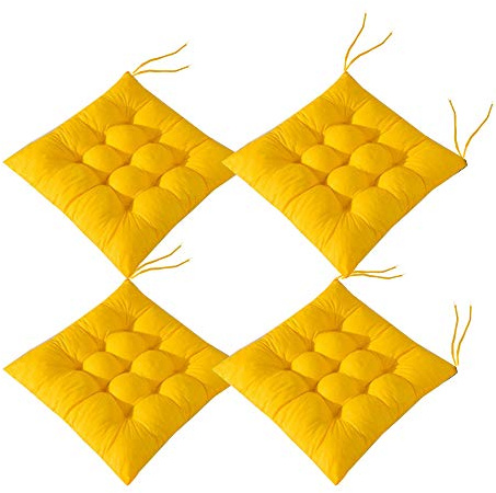 AIITLLYNA Lot de 4 Coussins de Chaise 40 x 40 cm,Coussins de Chaises Carrés,Différents Coloris pour Jardin terrasse Salle à Manger (Jaune)