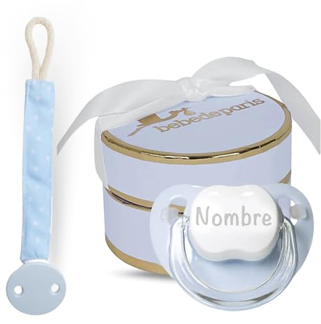 BebeDeParis Ciuccio per Bambini Personalizzato con Nome, per Neonati 0-6 Mesi, Include Scatola Personalizzata, Senza BPA