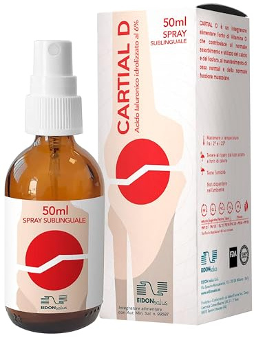 CARTIAL D Acido Ialuronico Sublinguale con Vitamina D3 50 ml | Acido ialuronico sublinguale con vitamina D3 per articolazioni, ossa e mobilità quotidiana
