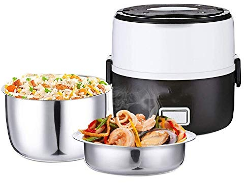 Samnuerly Vaporiera elettrica per Alimenti, vaporiera per Verdure, cestelli impilabili a Due Piani con Timer, Cottura a Vapore Digitale in Acciaio Inox a Riscaldamento rapido