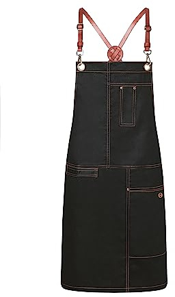 Karlowsky Latzschürze Urban X-Style 68 x 80 cm Lederträger Unisex 100% Baumwolle