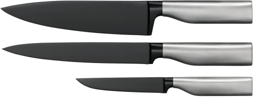 WMF Ultimate Black Messerset 3teilig, Made in Germany, Küchenmesser, Diamond Cut, sicherer Fingerschutz, ergonomischer Griff