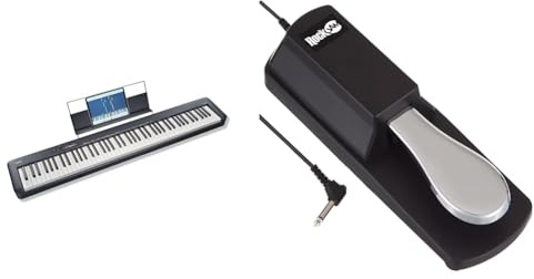 Casio CDP-S110BK Digitalpiano mit 88 gewichteten Tasten, schwarz & Rockjam Sustain Pedal für digitale Klaviere und elektronische Tastaturen mit Polaritätsschalter