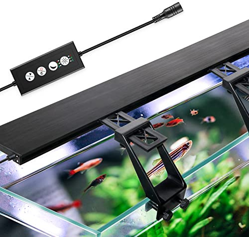 Clip-On Akvariumljus, Ultratunn klämma akvarielampa LED-lampa med Timer, Vattenväxter Belysning med 158LEDs för akvarium 90-105cm