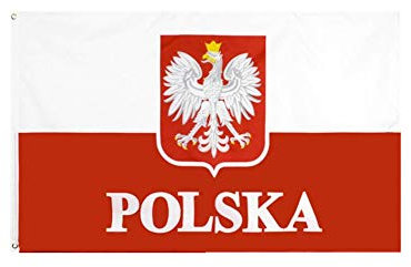 PinkDisplay Bandera de Polonia Polska con ojales y doble puntada, 90 x 150 cm