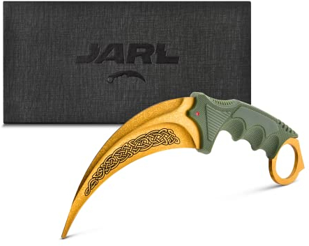 JARL Couteau CS:GO Entraînement & Collection - Répliques des Couteaux Counter-Strike avec Lame non Aiguisée en Acier Inoxydable - Cadeau pour les Fans de CS:GO avec Boîte Premium (Lore)