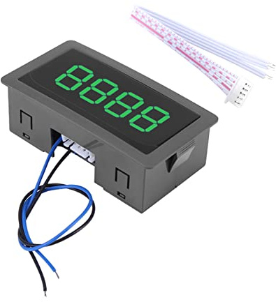 Digital Räknare, 4-siffrig LED Display 0-9999, DC 8-24V, Grön, med Kabelkontroller, 8x4x2.5 cm