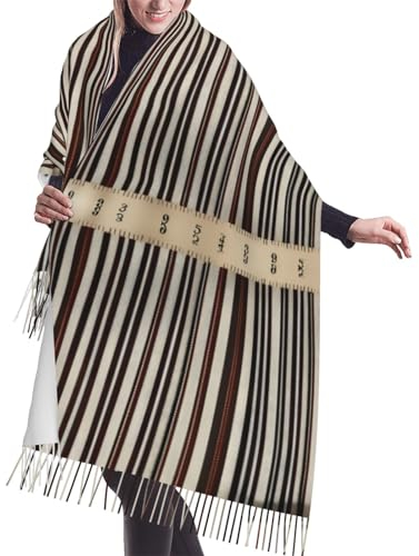 SSIMOO Bunte Papageien am Baum erleben Stil auf seinem gemütlichsten Stil: Strickschal für Damen mit Quasten, warmer Schal für einen trendigen Look, Braun gestreift, Einheitsgröße