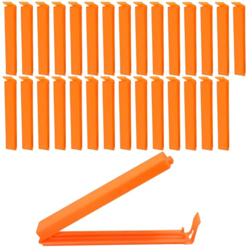 Liujiami 30 Pcs Food Bag Clips 11cm/4.33inch Strong Sealer Clips Reusable Plastic Kitchen Storage Clip for Keeping Food Fresh, Sealing Packets, Freezer Bags, Sandwich Bag, Orange