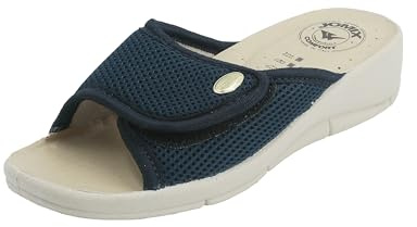 JOMIX Ciabatte Donna Sanitari Estive Pantofole Anatomiche Morbide in Vera Pelle Zoccoli da Lavoro Sabot Comode Made in Italy TD2366 (Blu, 39)