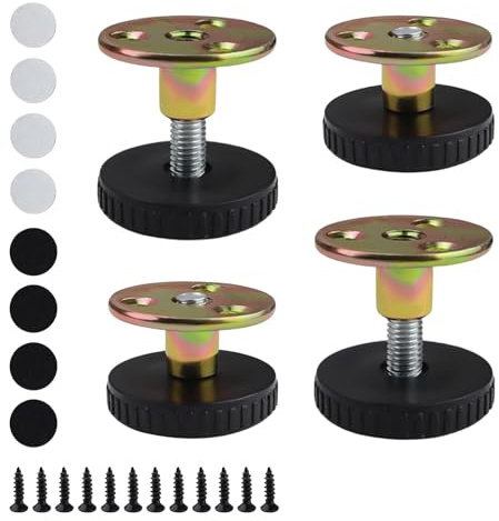HERKINDNESS Höhenverstellbare Möbelfüße 27-40mm 4 Stück Schwarz | Verstellbare Stellfüße aus Stahl und ABS mit Dämpfungspads, geeignet für Schränke, Sofas, Betten und Tische