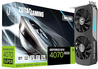 ZOTAC Gaming GeForce RTX 4070 Super Single Edge DLSS 3 12GB GDDR6X 192-bit 21Gbps PCIE 4.0 Compact Gaming Card, IceStorm 2.0 Advanced Cooling, Spectra RGB Lighting, ZT-D40720E-10M