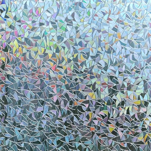 LOVADA Rainbow Window Cling Privacy Film Static - Decorative One Way Stained Glass Window Tint for Home & Bathroom - Light Filtering Anti Glare Anti Peep, Reeded Glass Style, UV Control, 17.5 x 78.7