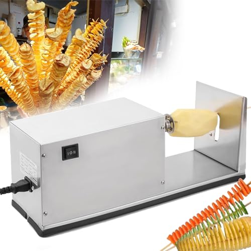 Beachtiful Stainless Steel Spiral Slicer, Potato Twister Electric Spiral Potato Chips Slicer with Non-Slip,for Fruit, Potatoes, Tornado Chips, Cucumbers or Carrots