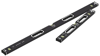 STABILA 196-2 Dark Shadow, 2-teiliges Wasserwaagen-Set: 122 cm | 61 cm, edle Anthrazit-Mattbeschichtung, extrasteifes Alu-Profil, stoßdämpfende Endkappen, integrierte Rutsch-Stopper, Made in Germany