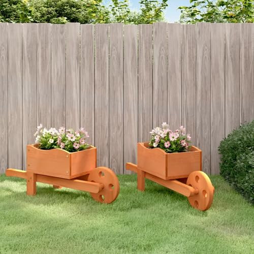 Juroupi Wheelbarrow Planters 2 pcs 47x15x19 cm Solid Wood Fir,Planters,Garden Planters 2 pcs,Garden Planters Outdoor,Ideal for Outdoor Decor,Terrace,Balcony-364228